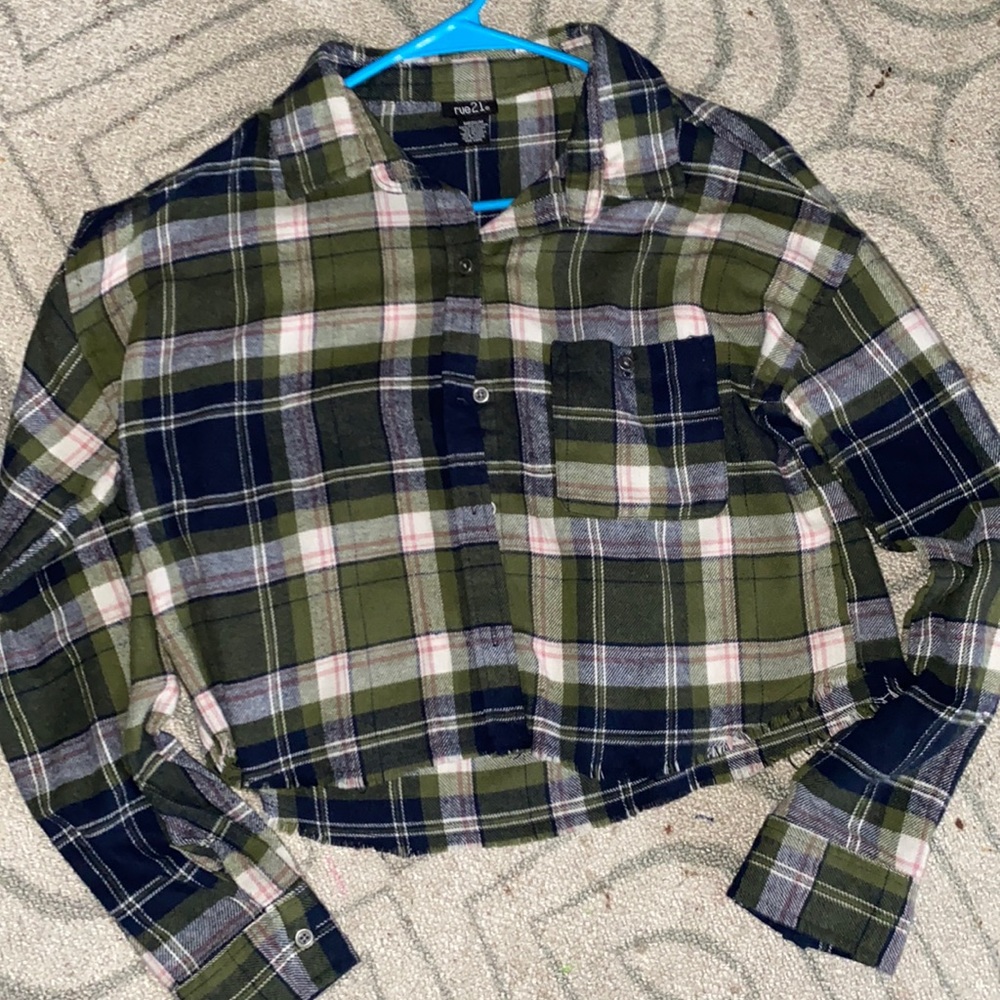 Cute plaid button up crop top